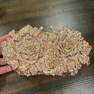 Rose Gold crystal clutch purse